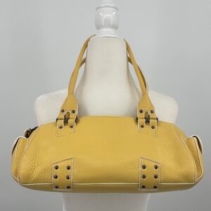 Cole Haan Village Pebble Leather Yellow Barrel Bag